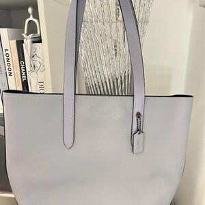 Gray Coach leather tote bag